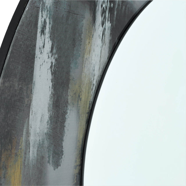 Mehera Round Mirror Grey Marble Print 80cm