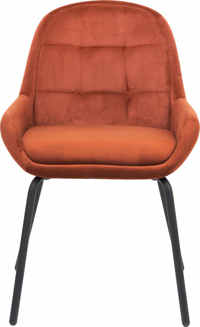 Alba Cinnamon Velvet and Black Metal Dining Chair