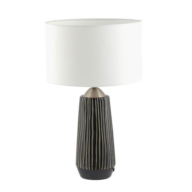 Artemis Black Textured Ceramic and Brushed Silver Tall Table Lamp