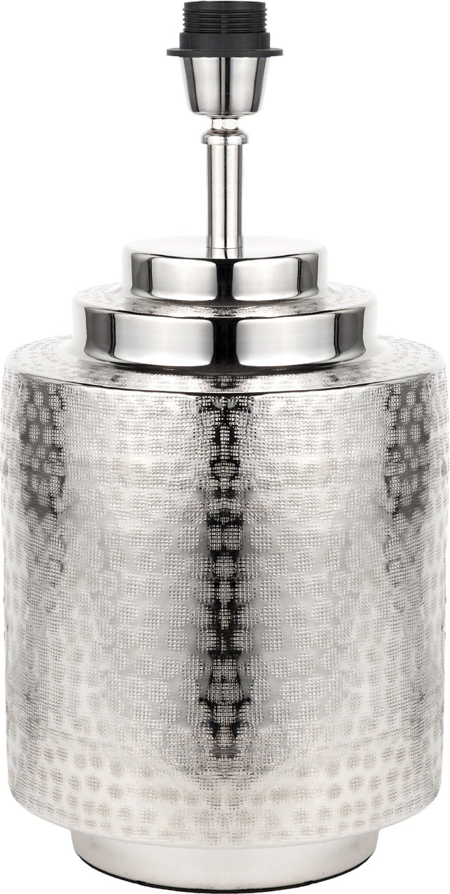Zuri Shiny Silver Metal Pot Table Lamp Base