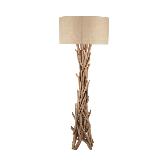Derna Drift Wood Floor Lamp with Natural Jute Shade