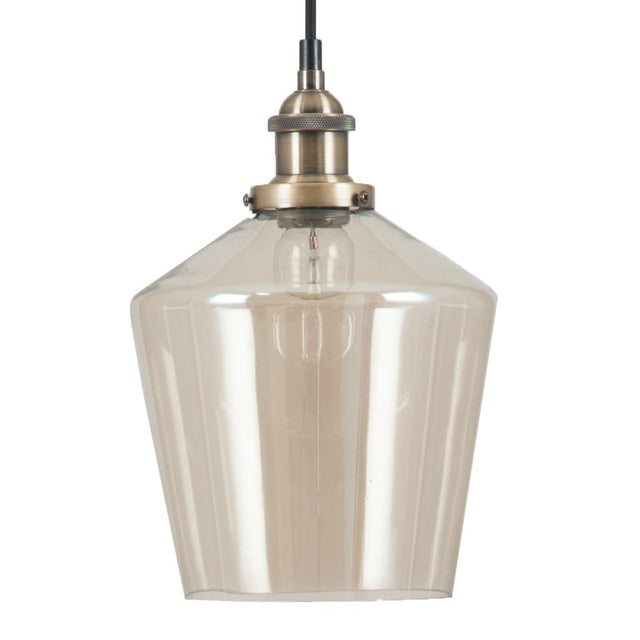 Emmanuelle Antique Brass Metal and Lustre Glass Pendant
