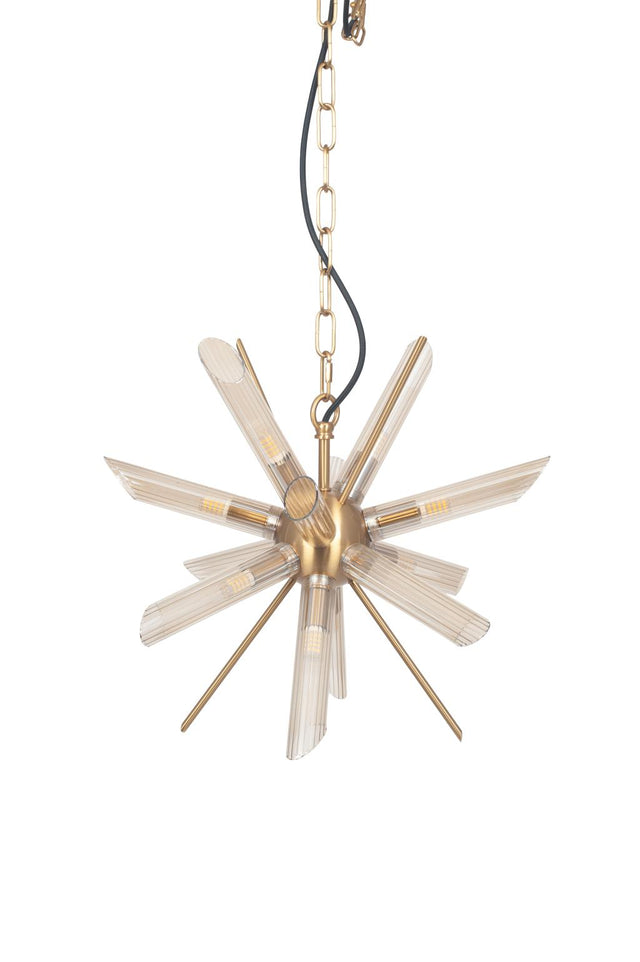 Estella Clear Glass and Gold Metal Starburst Pendant