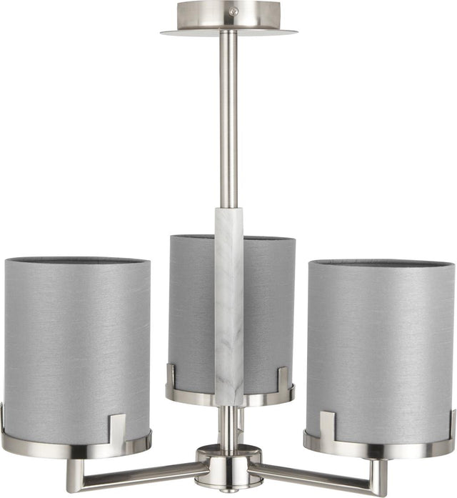 Midland Brushed Nickel and Grey Marble Effect 3 Arm Pendant