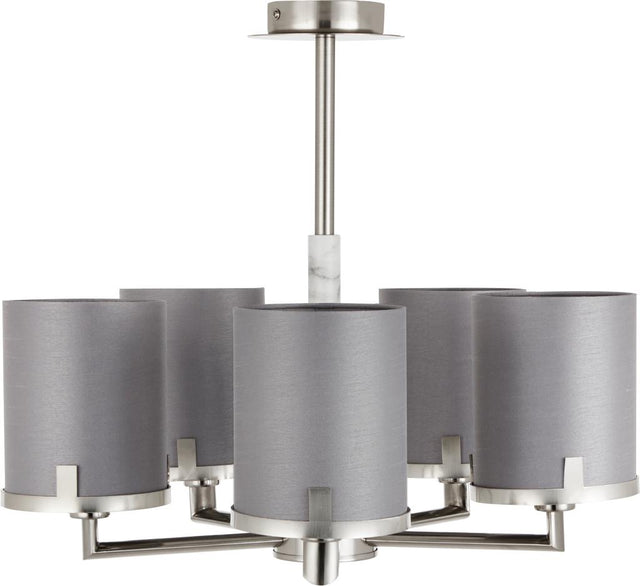 Midland Brushed Nickel and Grey Marble Effect 5 Arm Pendant