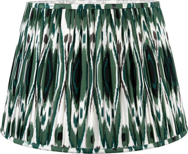 Izara 30cm Racing Green Ikat Patterned Gathered Tapered Shade