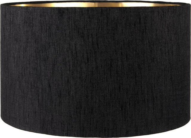 Stellan 45cm Black Slubbed Faux Silk Gold Lined Cylinder Shade