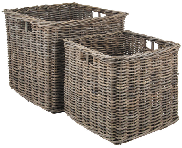 S/2 Grey Kubu Large Square Baskets
