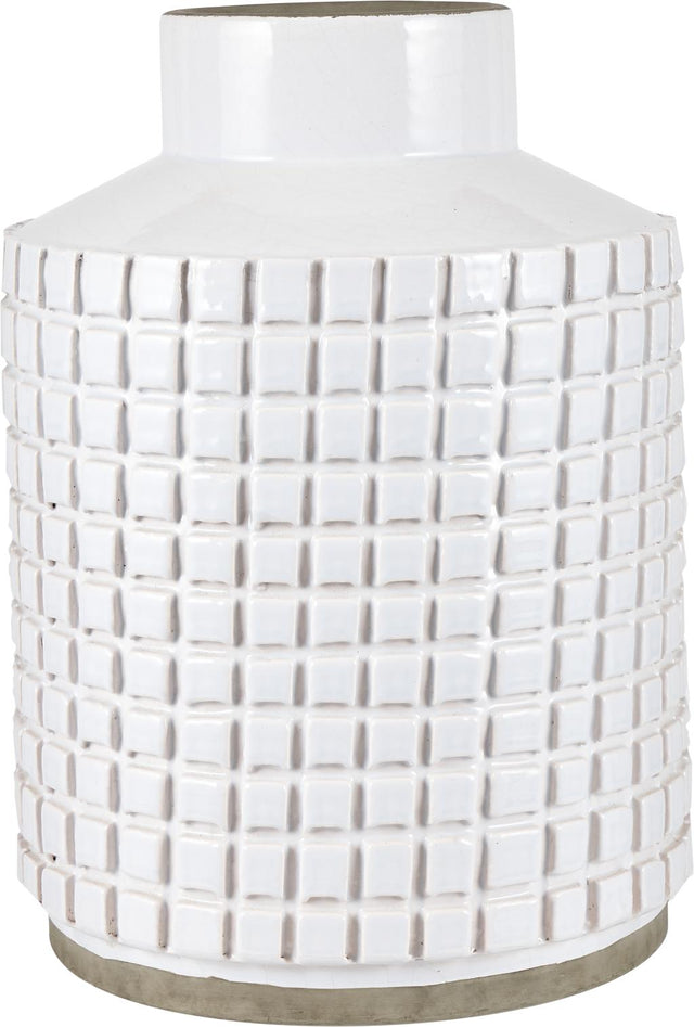 Malone White Stoneware Square Design Vase