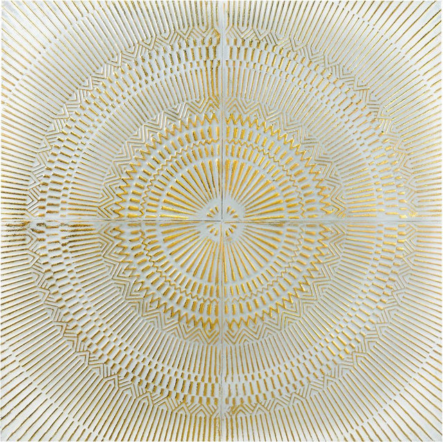 Antique White and Gold Textured Metal Wall Art