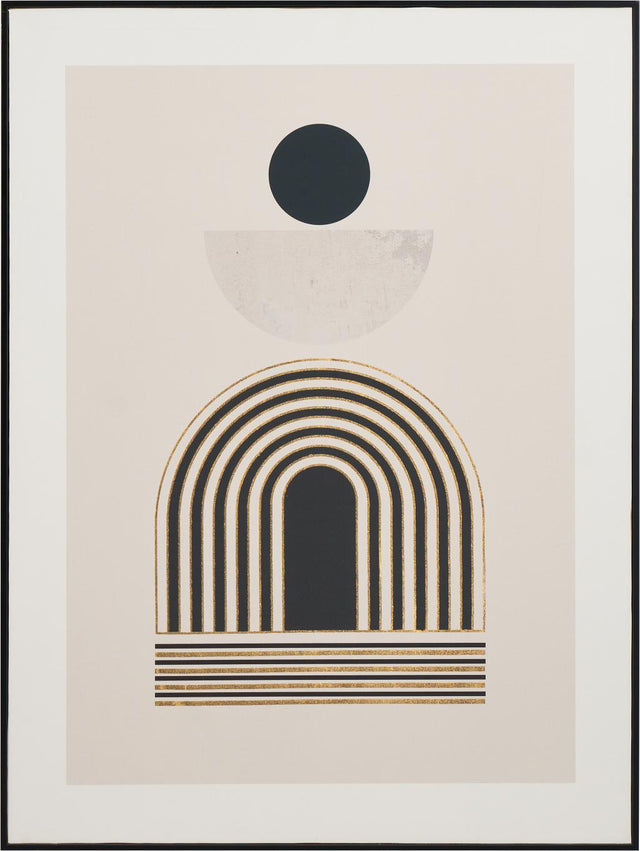 Art Deco Print with Linear Gold Detail and Black Frame