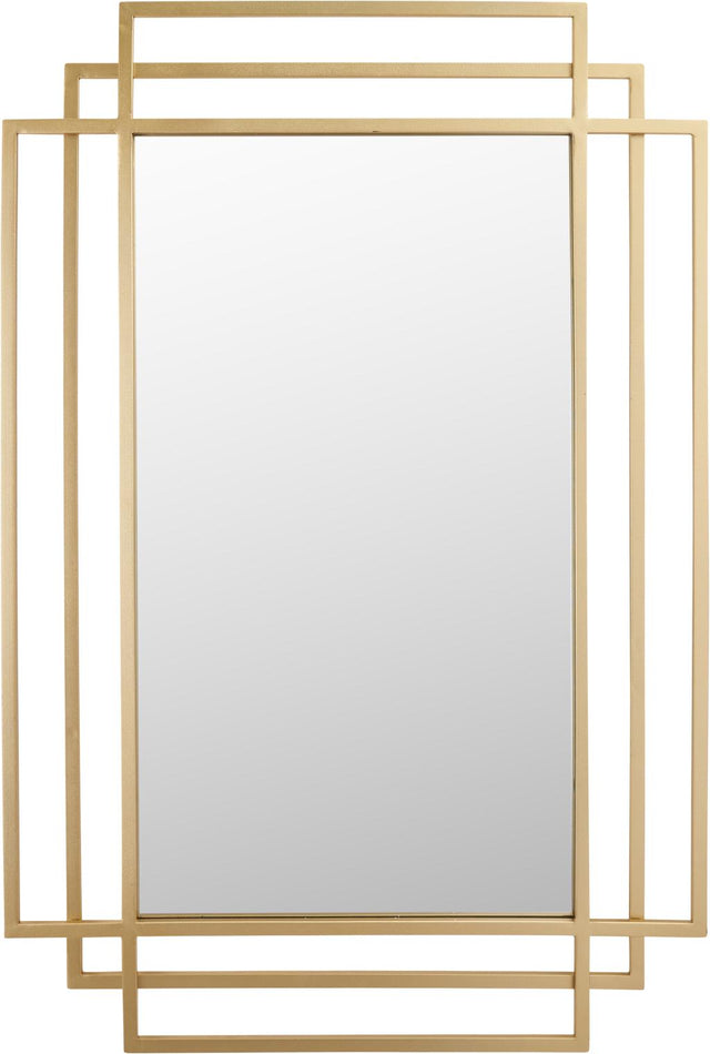 Gold Metal Art Deco Rectangular Wall Mirror