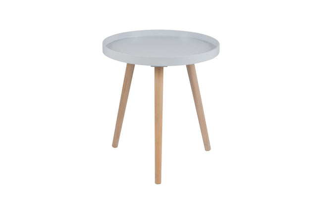 Halston Light Grey Wood Veneer and Natural Pine Wood Side Table