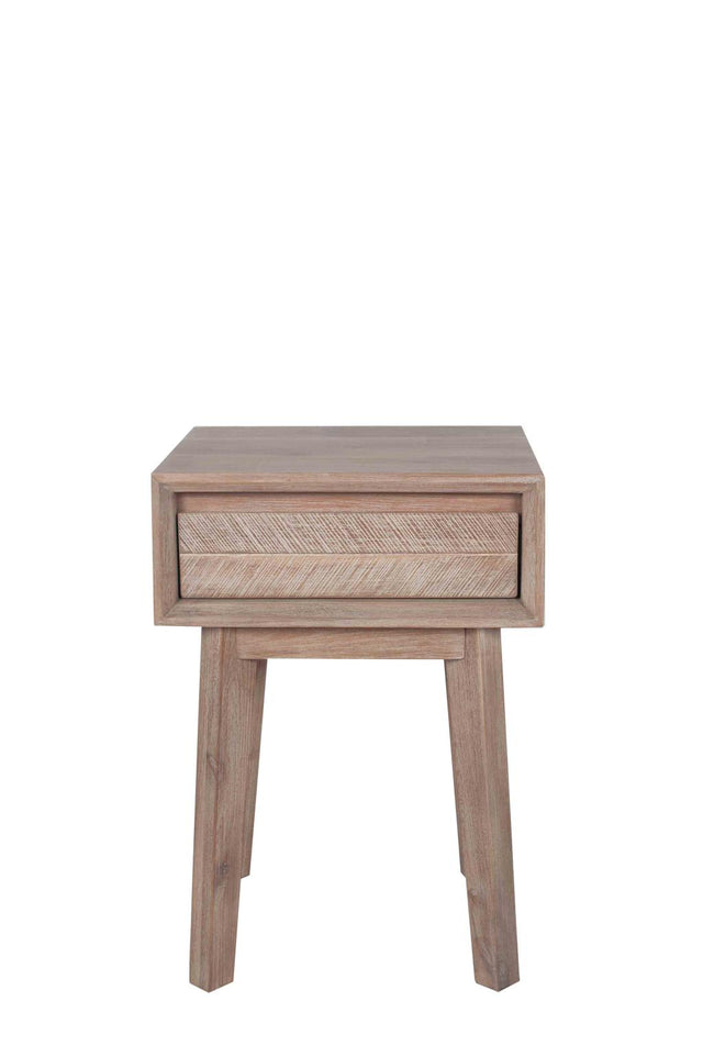 Kalmar Sand Wash Acacia Wood 1 Drawer Bedside Unit