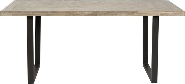 Marca Sand Wash Acacia Wood and Black Metal Dining Table