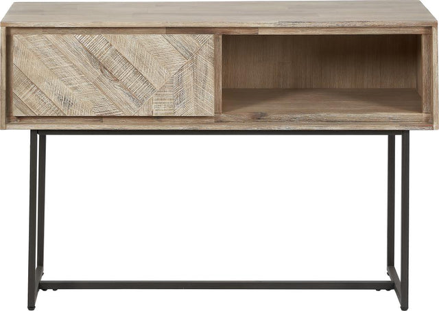 Marca Sand Wash Acacia Wood and Black Metal 1 Drawer Console Table