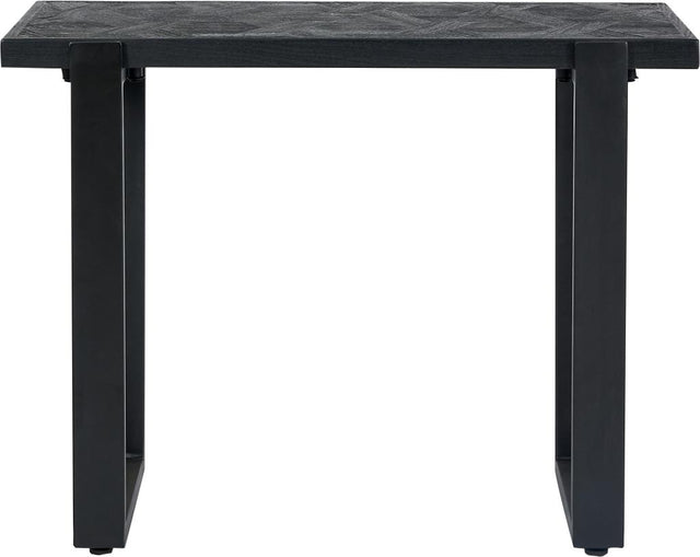 Mashu Matt Black Mango Wood and Black Metal Console Table