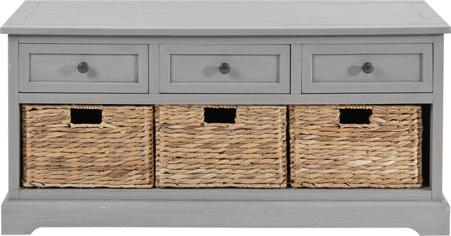 Devonshire Grey Pine Wood 3 Drawer 3 Basket Unit