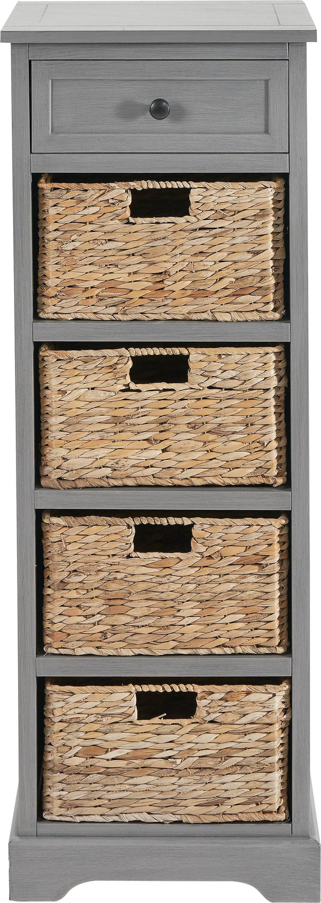 Devonshire Grey Pine Wood 1 Drawer 4 Basket Tall Unit