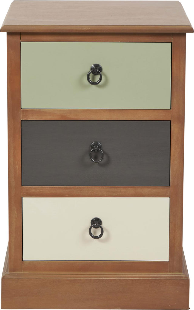 Loft Sage Multicoloured Pine Wood 3 Drawer Unit