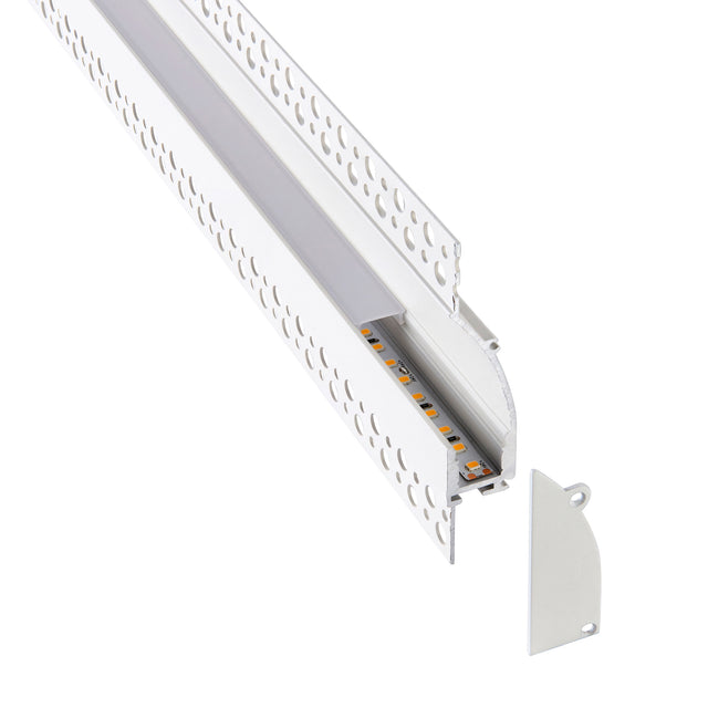 Rigel Wall Flange Plaster-in 2m Aluminium Profile/Extrusion White