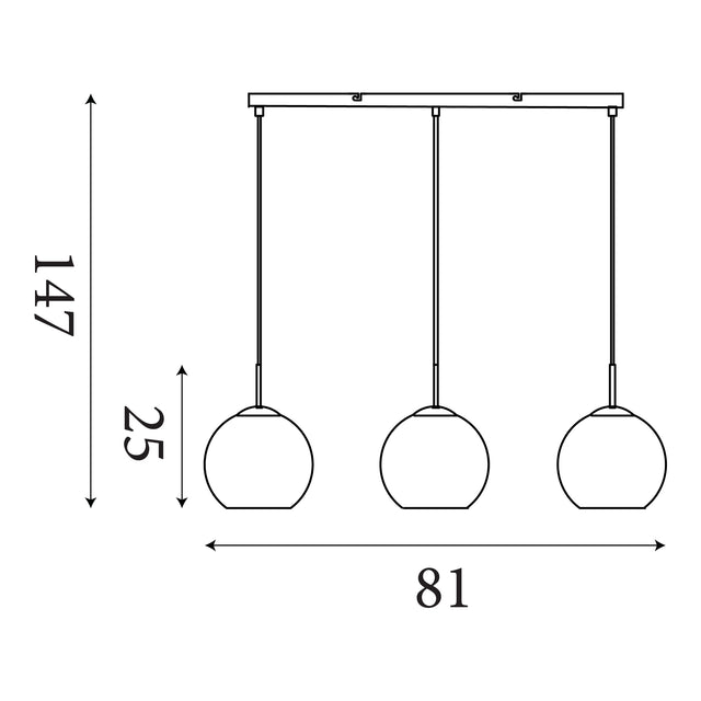 Balls 3Lt Bar Pendant - Chrome Metal & Clear Glass