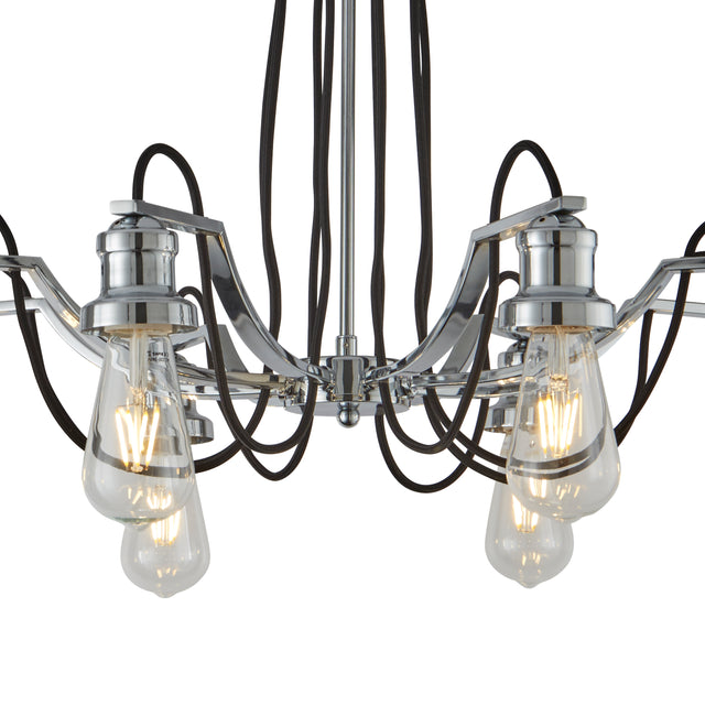 Olivia 8Lt Pendant - Chrome & Black Braided Cable