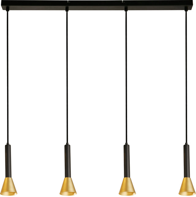 Signal 4Lt Bar Pendant - Black & Gold Metal