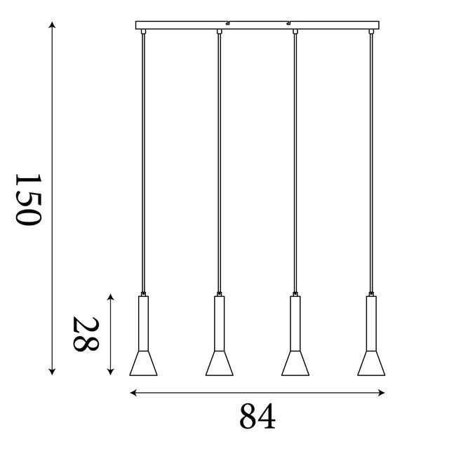 Signal 4Lt Bar Pendant - Black & Gold Metal