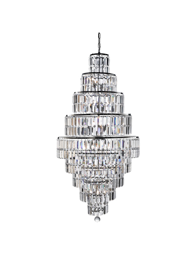 Empire 13Lt Chandelier - Chrome Metal & Clear Crystal