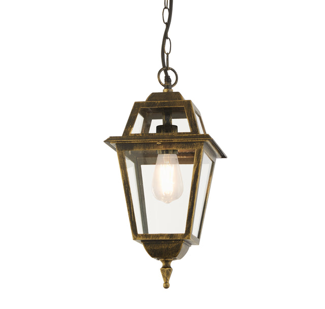 New Orleans Pendant Lantern, Black Gold & Glass,IP44