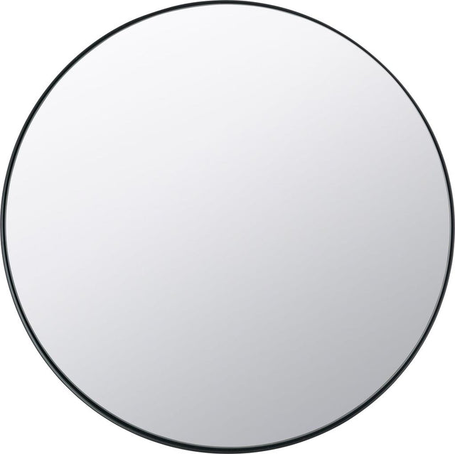 Black Metal Slim Frame Round Wall Mirror Large