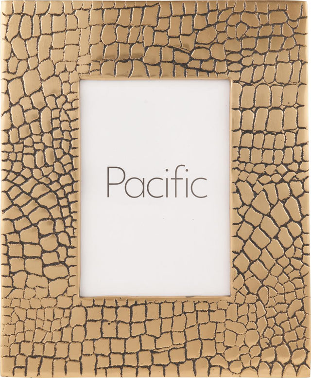 Antique Brass Metal Croc Print 5 x 7" Photo Frame