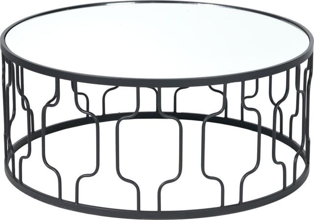 Caprisse Mirrored Glass and Graphite Metal Coffee Table