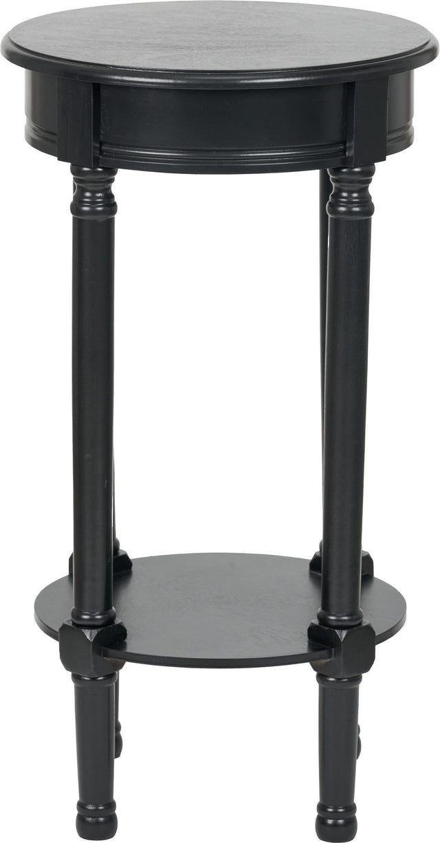 Heritage Black Pine Wood Round Accent Table