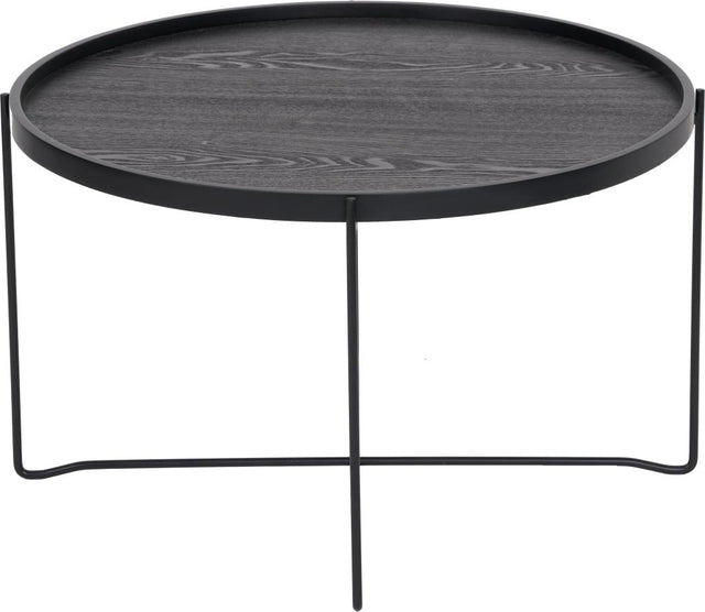 Voss Black Wood Veneer and Black Metal Coffee Table