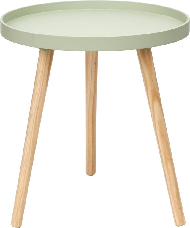 Halston Sage Green Wood Veneer and Natural Pine Wood Side Table