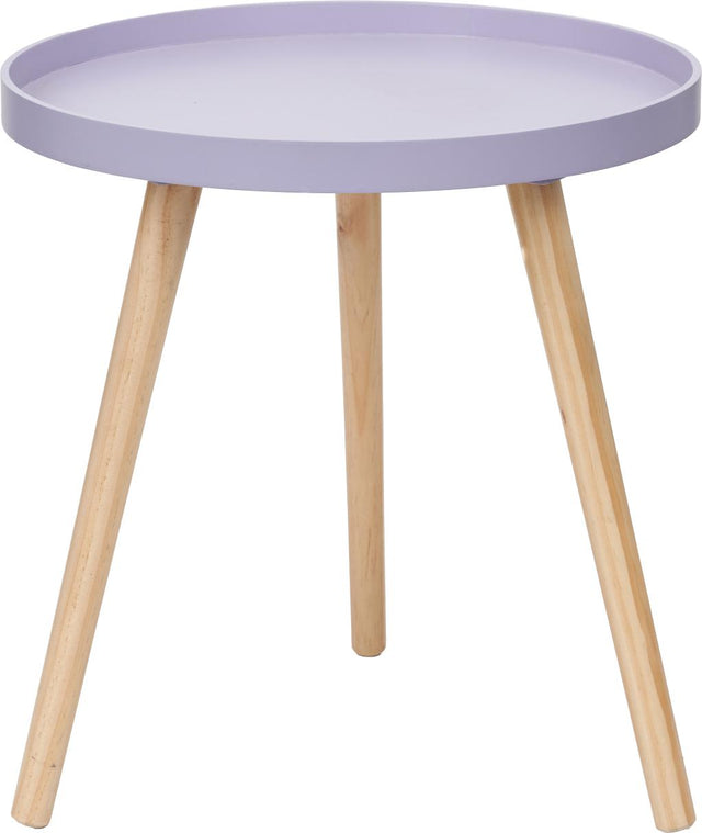 Halston Lilac Wood Veneer and Natural Pine Wood Side Table