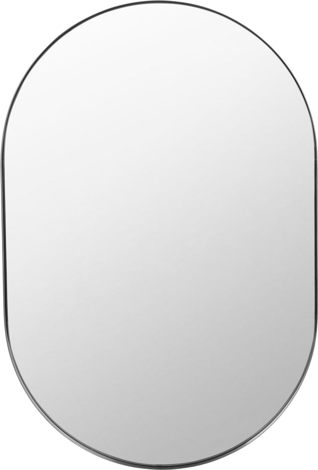 Brushed Silver Metal Slim Frame Oval Wall Mirror