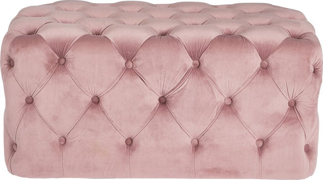 Seraphina Blush Pink Velvet Buttoned Rectangular Ottoman