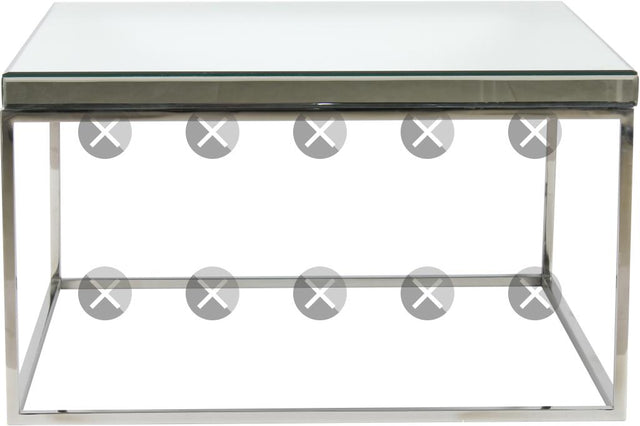 Elysee Mirrored Glass and Silver Metal Square Coffee Table