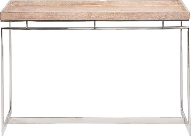 Evelyn Natural Antique Finish Mango Wood and Silver Metal Console Table