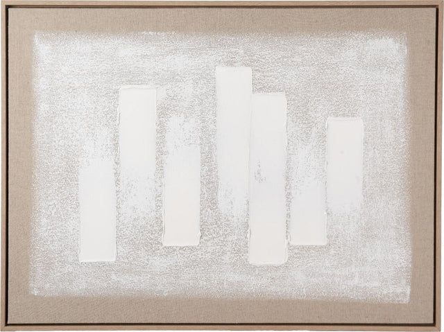 White and Natural Textured Canvas with Natural Frame