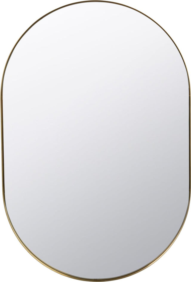 Brushed Gold Metal Slim Frame Oval Wall Mirror