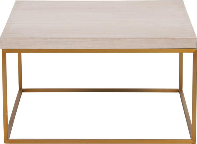 Madison Beige Granite and Burnished Gold Metal Square Coffee Table