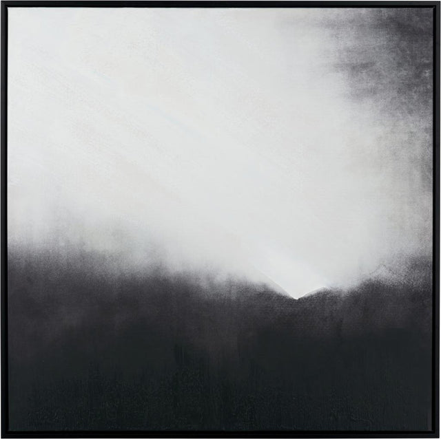 Monochrome Abstract Square Canvas with Black Frame