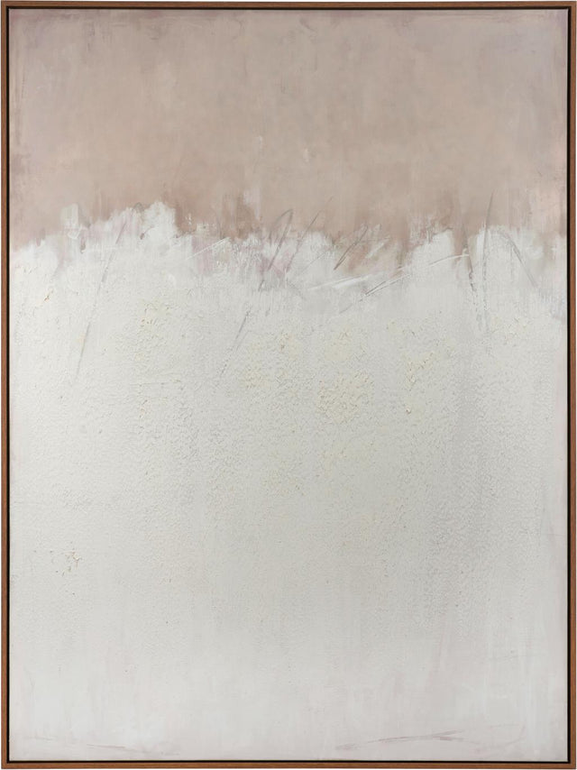 Natural and White Abstract Canvas with Natural Frame Large