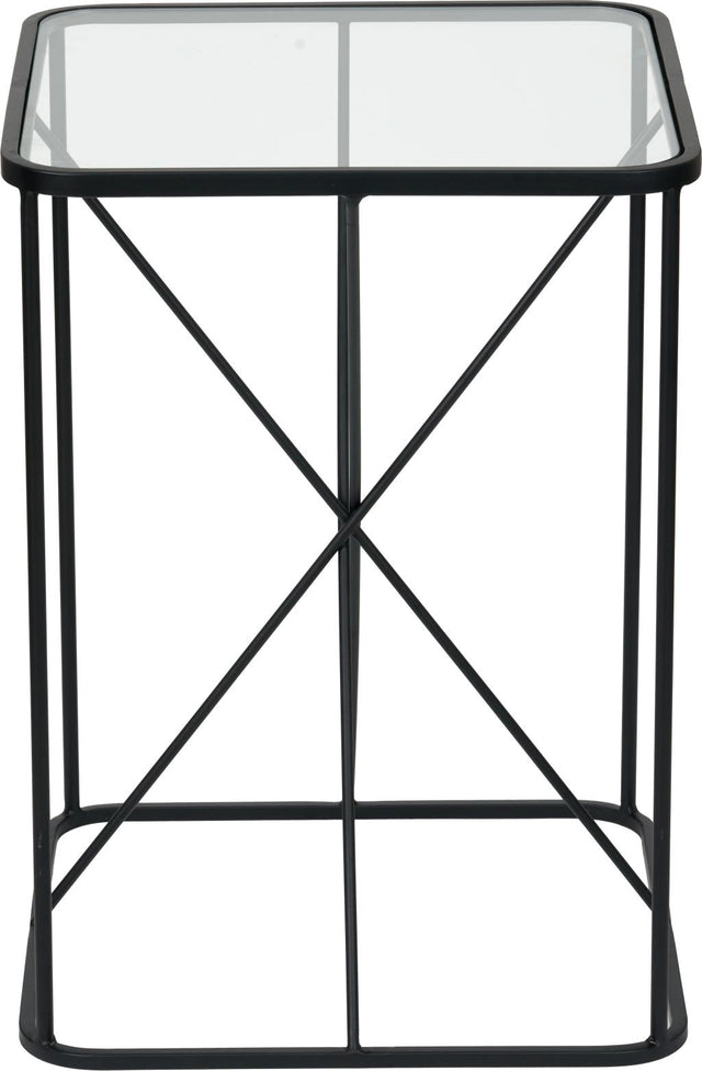 Roxy Glass and Black Metal Side Table
