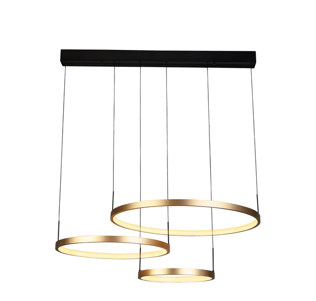 Grace 3 Ring Pendant - Black & Gold Metal