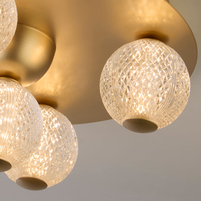 Asteroid Led Flush,Gold Metal with Clear Acrylic Balls